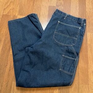 Vintage Roebucks Carpenter Jeans Mens 42x30 Dark Wash Denim Workwear Pants